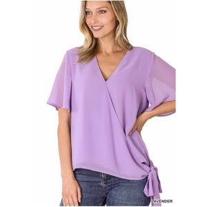 💼 Lavender Relaxed Flounced Sleeve Blouse